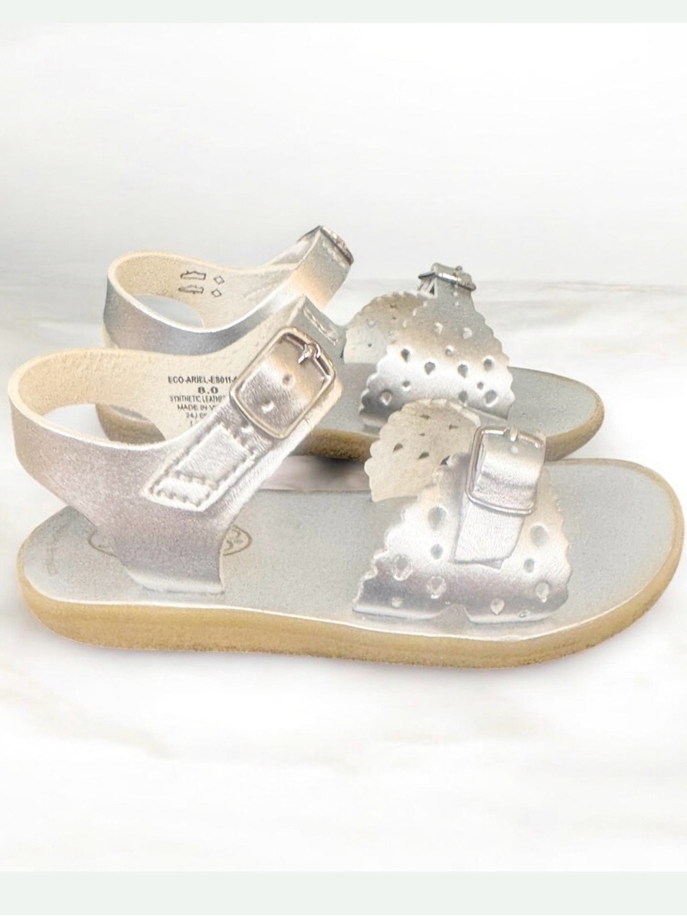 WRN 1X 🌺 FOOTMATES designer Silver sandals girl’s size 8